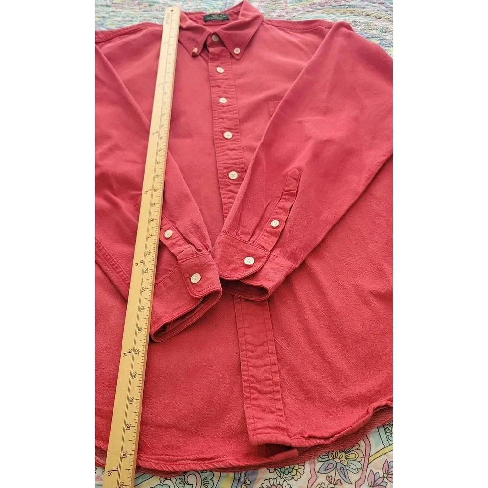 Vtg J Crew Oarsman Oxford Button Down Mens Shirt Sz L Red Heavy Cotton USA 90s